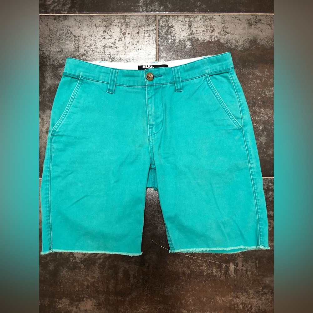 BDG Mens Chino Green Denim Shorts Size 30 Cut Off Cotton